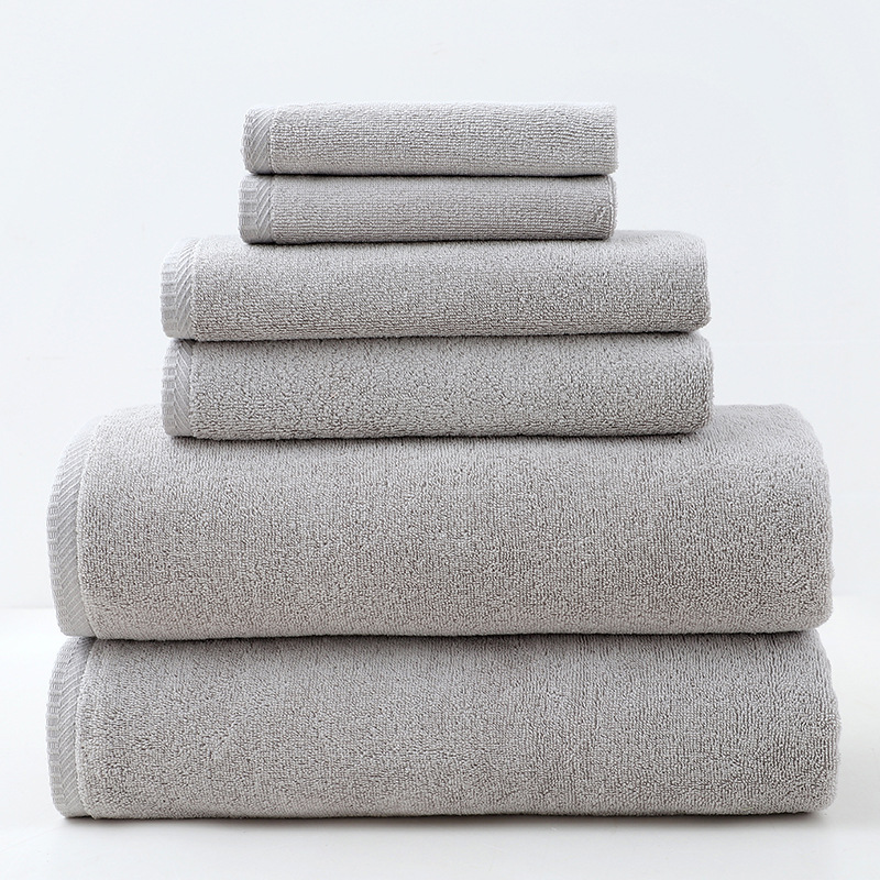 V888-ELOSUNG17798-223352-00 Light Gray Premium Cotton Towel Set - 6 Pieces, Soft & Absorbent Bath Towels for Adults - Image 1