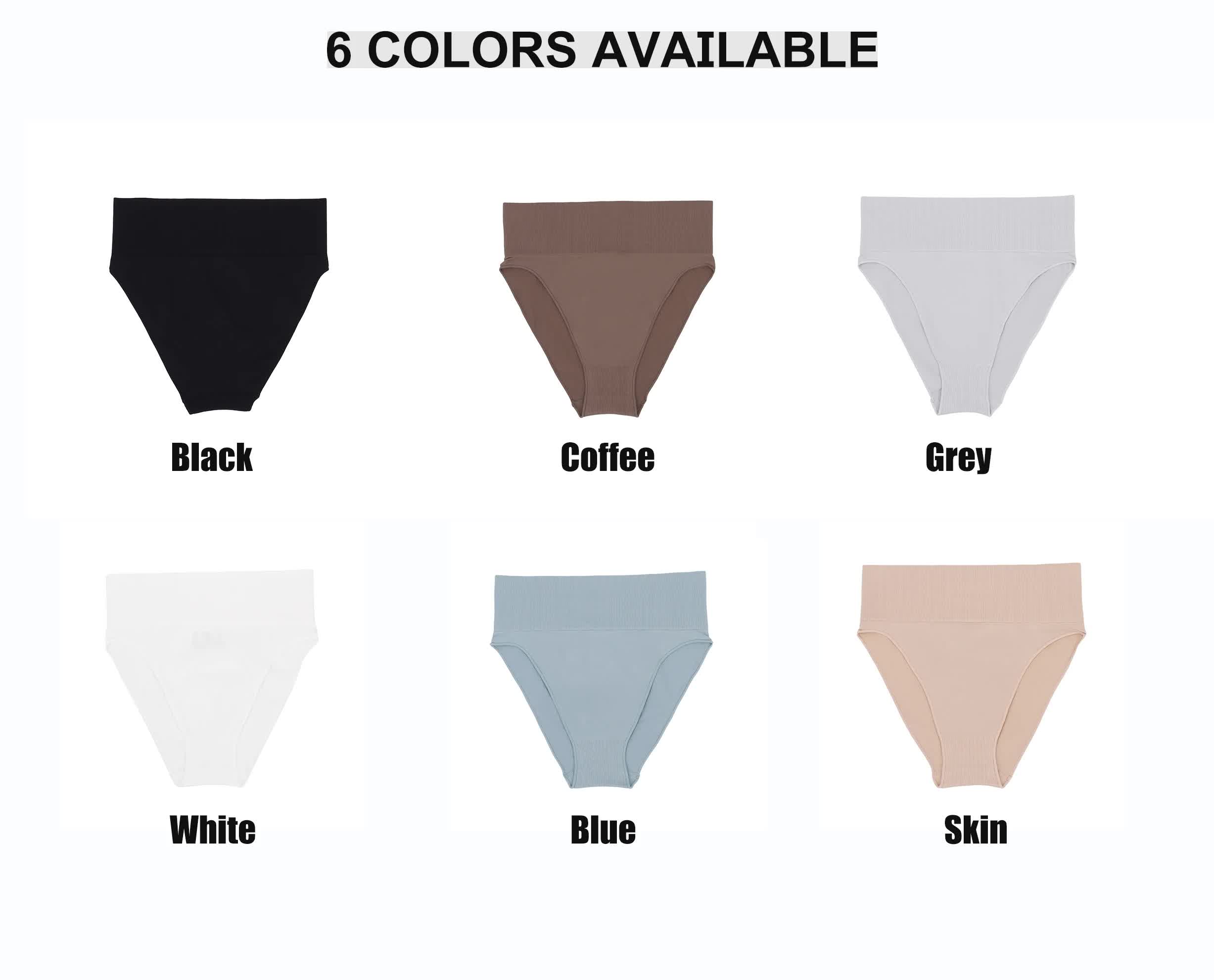 V888-ELOSUNG17926-224612-00 (Black+White+Skin)3 Pcs Size L Microfiber High-Waisted Thong Underwear with Tummy Control - Slimming Comfort - Image 1
