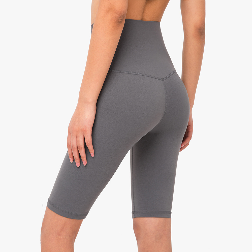 V888-ELOSUNG17975-224394-00 Size L Titanium Grey Seamless High-Waisted Yoga Shorts for Women - Tummy Control & Butt Lifting Fitness Shorts - Image 1