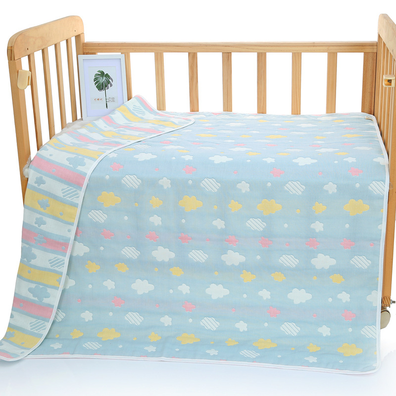 V888-ELOSUNG18017-224136-00 Cyan Clouds, 6-Layer Muslin Baby Blanket - Soft Cotton Bedding for Infants and Toddlers, 110x110cm - Image 1