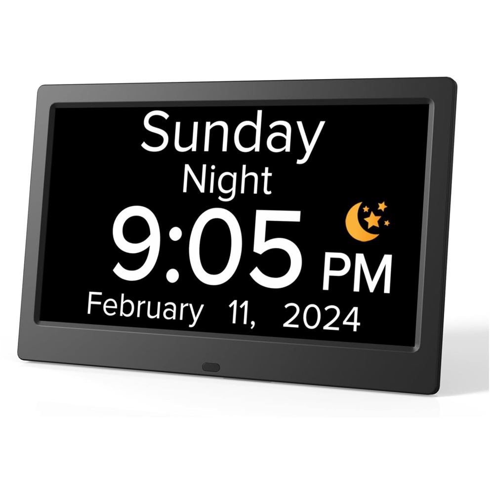 V888-ELOSUNG18097-202503211531-00 Black 10.1-Inch Digital Clock with Medication Reminders & Multi-Function Alarm - Ideal for Elderly Care - Image 1
