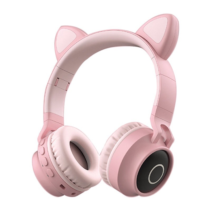 V888-ELOSUNG18169-202504211230-00 Adorable Cat Ear Wireless Headphones - Bluetooth 5.0, Foldable Design, Glowing RGB LED Lights - Cute Pink Headset - Image 1