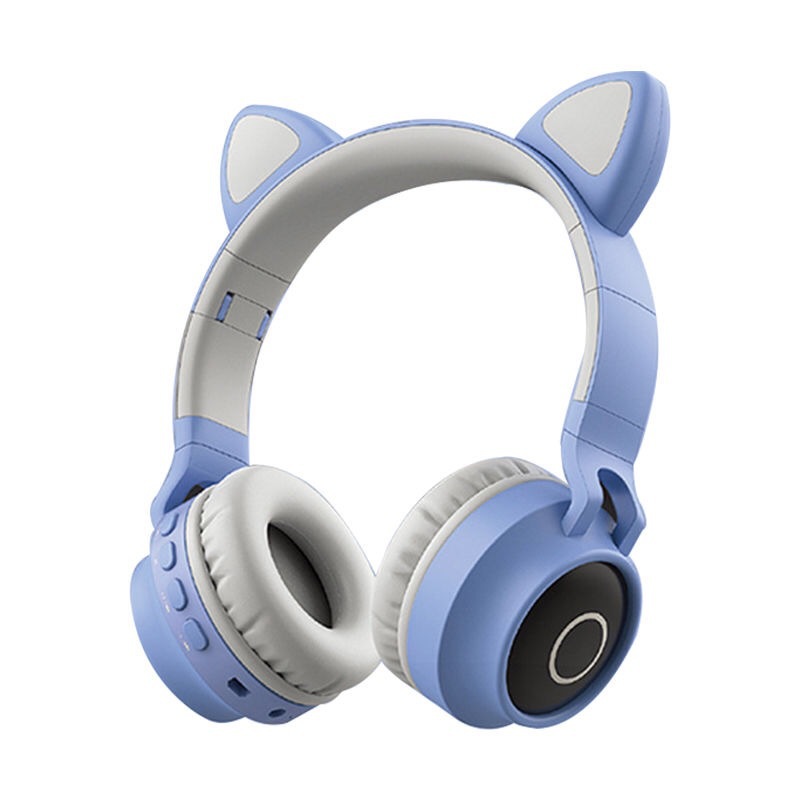 V888-ELOSUNG18171-202504211231-00 Adorable Cat Ear Wireless Headphones - Bluetooth 5.0, Foldable Design, Glowing RGB LED Lights - Cute Light Blue Headset - Image 1