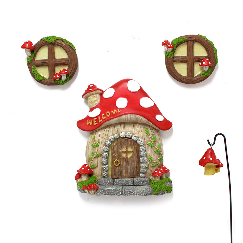 V888-ELOSUNG18180-202504211142-00 Enchanting Fairy Garden Mushroom House Set - Whimsical Tree Trunk Decor for Outdoor Gardens - Image 1