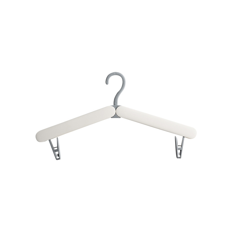 V888-ELOSUNG18237-202505131630-00 2PCS White Portable Travel Hanger with Hidden Clips - Lightweight Folding Clothes Hanger for Socks and Small Items - Image 1