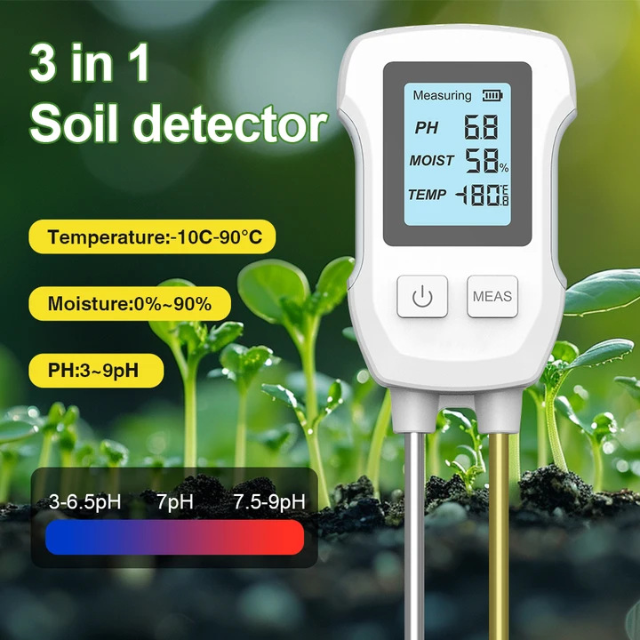 V888-ELOSUNG18265-202505191340-00 3-in-1 Soil Detector for pH, Moisture, and Temperature - Gardening Tool for Healthy Plants (Battery not included) - Image 1