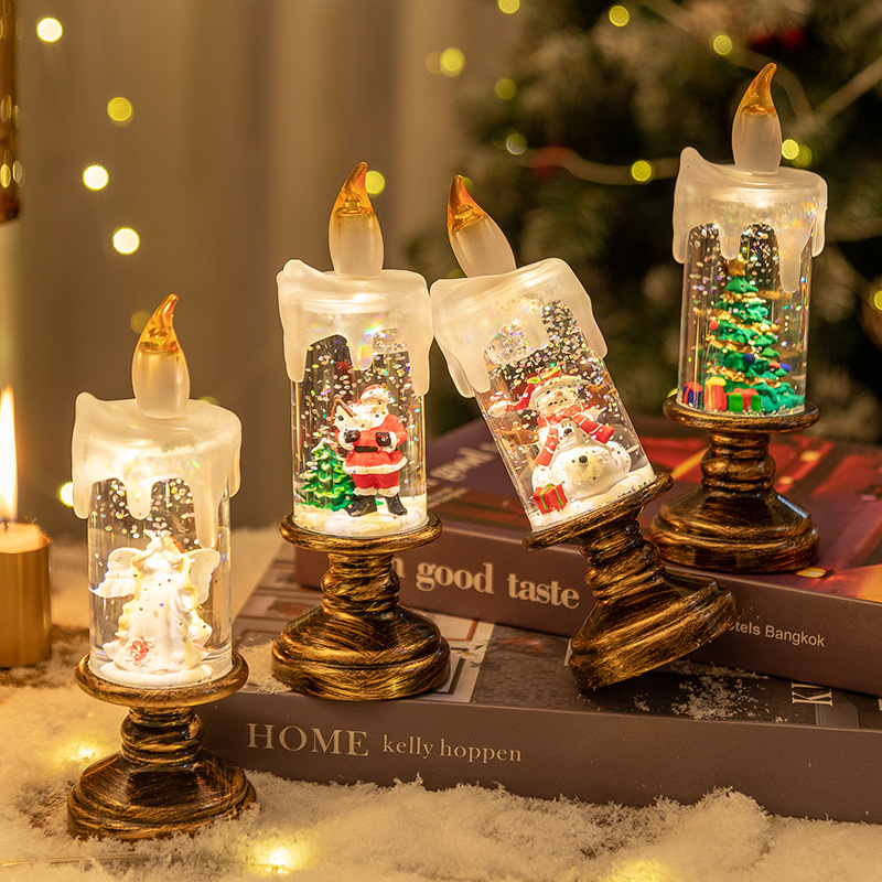 V888-ELOSUNG18301-202506101830-00 (A set of four) Festive Christmas Candle Lights with Snow Globe Decor - Perfect Creative Holiday Gift - Image 1