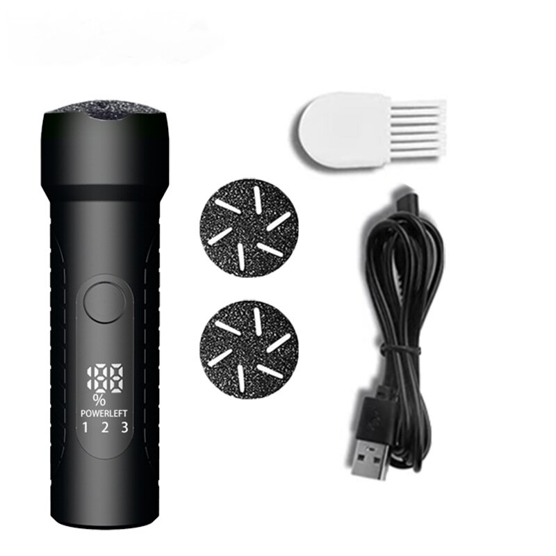 V888-ELOSUNG18311-202506111533-00 Black Waterproof Electric Foot File with LED Display - Rechargeable Callus Remover - Image 1