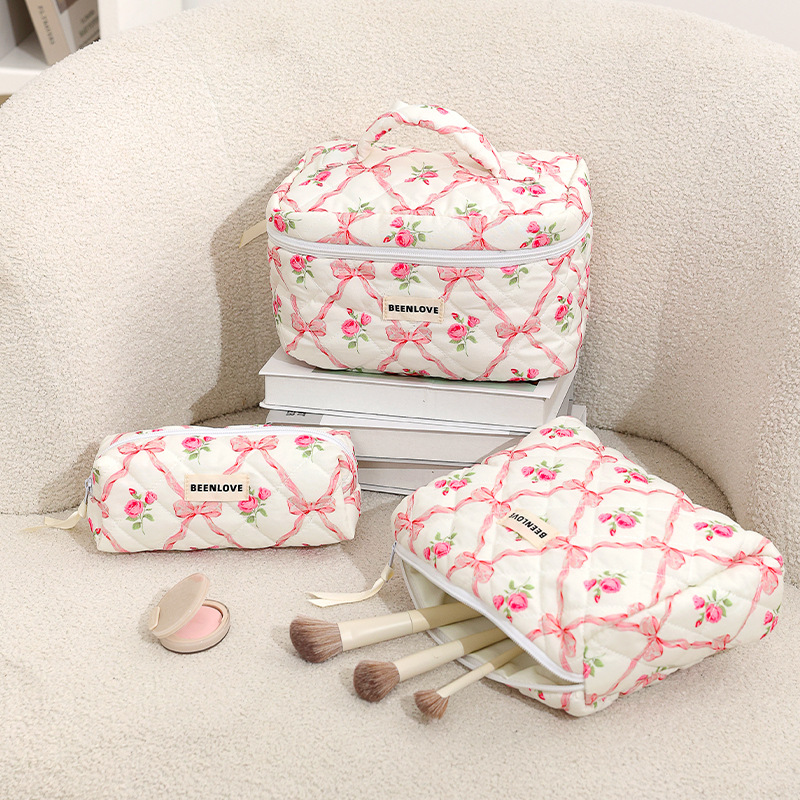 V888-ELOSUNG18315-202506191031-00 Pink Elegant 3-Piece Cosmetic Storage Set - Portable Skincare and Travel Pouch - Image 1