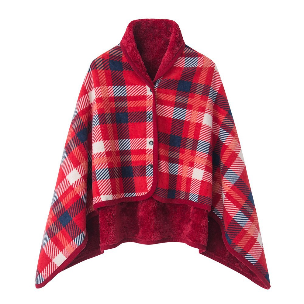 V888-ELOSUNG19115-226807-00 Red Rasa 100x140cm Wearable Fleece Blanket - Soft, Warm & Anti-Pilling, Stylish Plaid Design - Image 1
