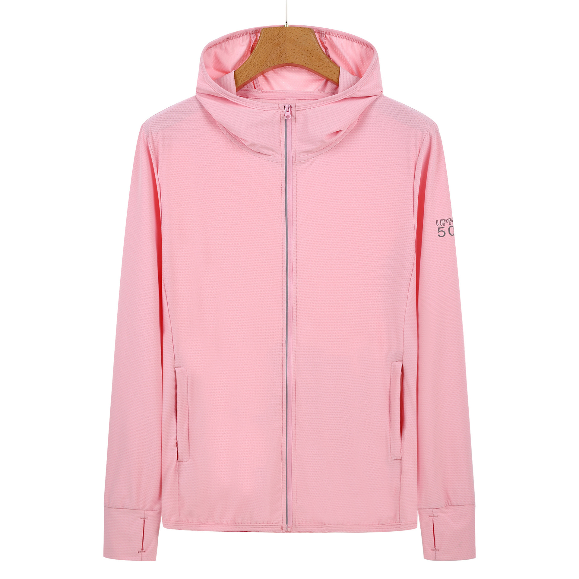 V888-ELOSUNG19275-202502241120-00 4XL Pink Long Sleeve UV Protection Summer Breathable Knitted Ice Silk Outdoor Sun Protection Clothing - Unisex Thin Sunscreen Shirt - Image 1