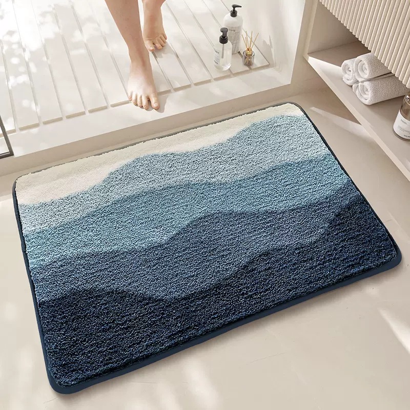 V888-ELOSUNG19368-202502261650-00 Blue Bath Mat - Super Absorbent, Non-Slip Bathroom Floor Mat - 40x60cm - Image 1