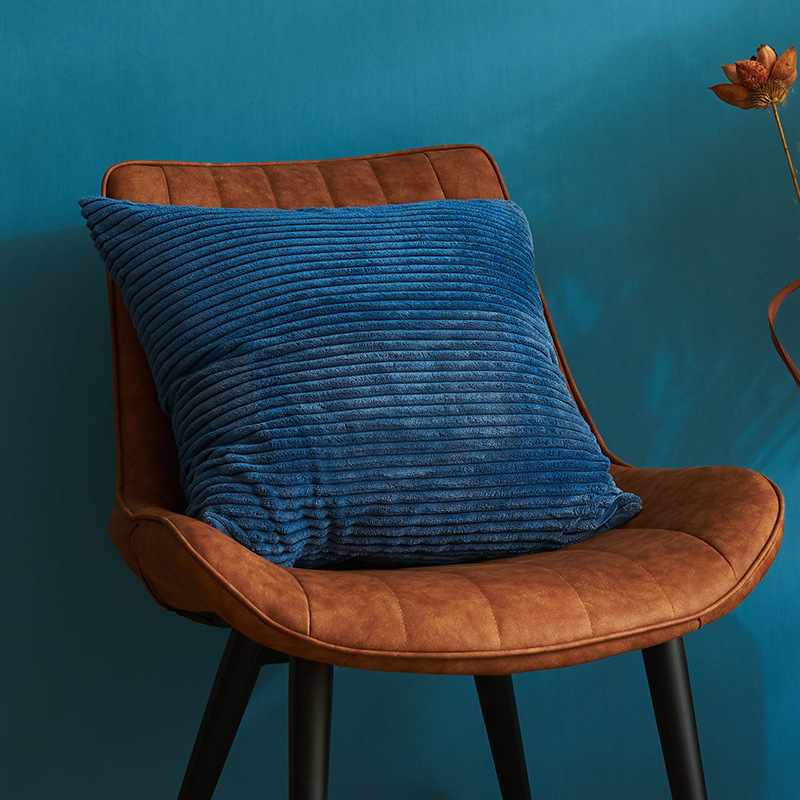 V888-ELOSUNG19408-202502281109-00 Denim Blue Set of 4 Corduroy Pillow Covers - Solid Color Minimalist Throw Cushion Covers - 45x45cm (Pillow Inserts are NOT Included) - Image 1