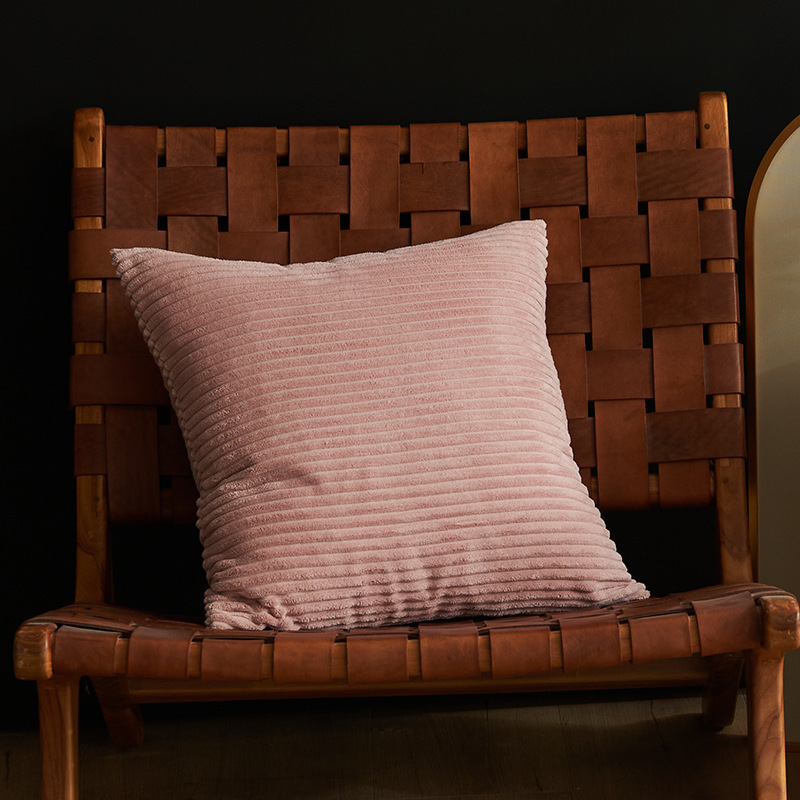 V888-ELOSUNG19409-202502281109-00 Light Pink Set of 4 Corduroy Pillow Covers - Solid Color Minimalist Throw Cushion Covers - 45x45cm (Pillow Inserts are NOT Included) - Image 1