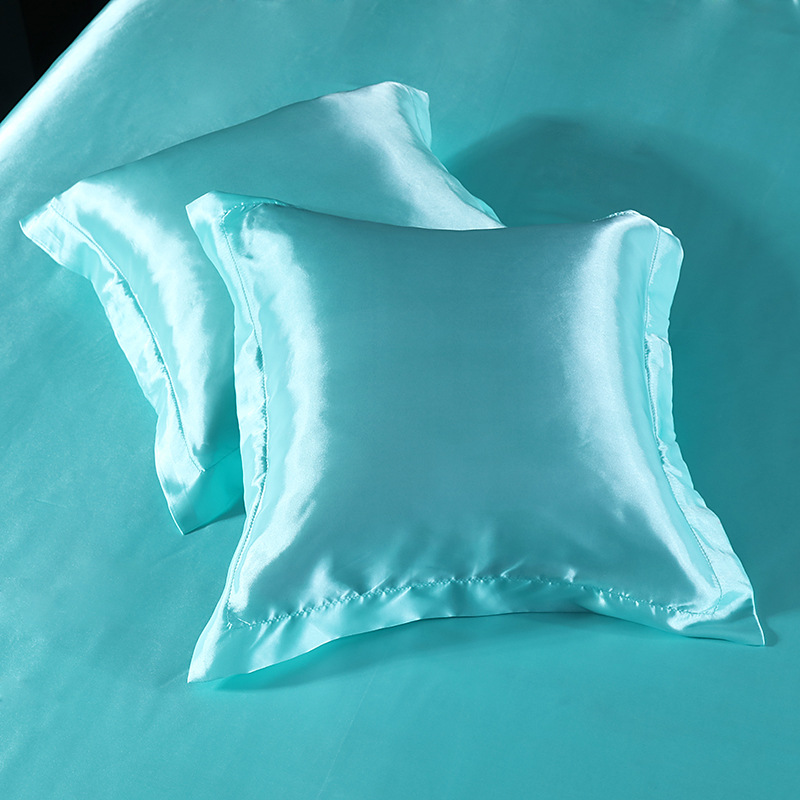 V888-ELOSUNG19428-202502281140-00 Blue 2 PCS Faux Silk Pillow Covers - Cooling Ice Silk Satin Cushion Covers - 45x45cm - Image 1