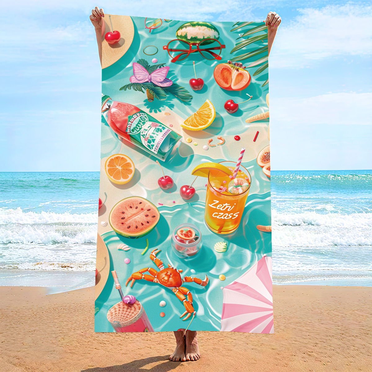 V888-ELOSUNG19512-202503071340-00 2 pcs Extra Large Microfiber Double-Sided Beach Towel, Quick-Drying and Portable - STJ-003-X16 - Image 1