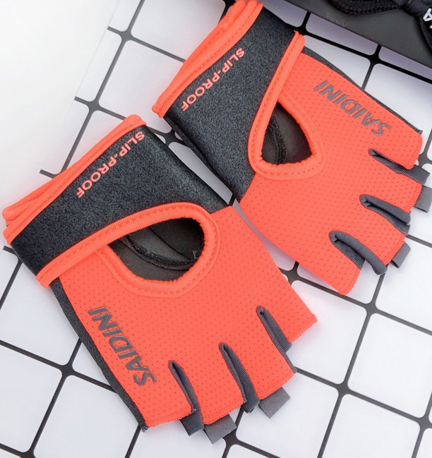 V888-ELOSUNG19726-202503121343-00 S Orange 2-PCS Women's Half-Finger Fitness Gloves - Anti-Slip Breathable Gloves for Yoga, Spin Bike, and Weight Training - Image 1