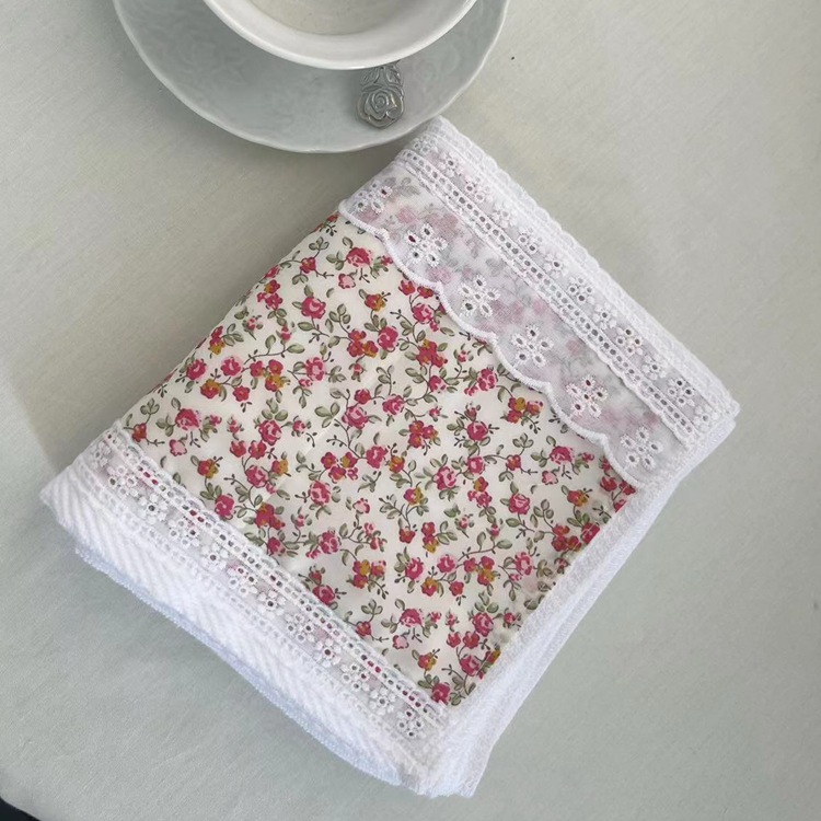 V888-ELOSUNG19827-202503181015-00 2 PCS Red Small Flower 100% Cotton Solid Color Thickened Adult Face Towel with Floral Soft Texture - 35 x 75cm - Image 1
