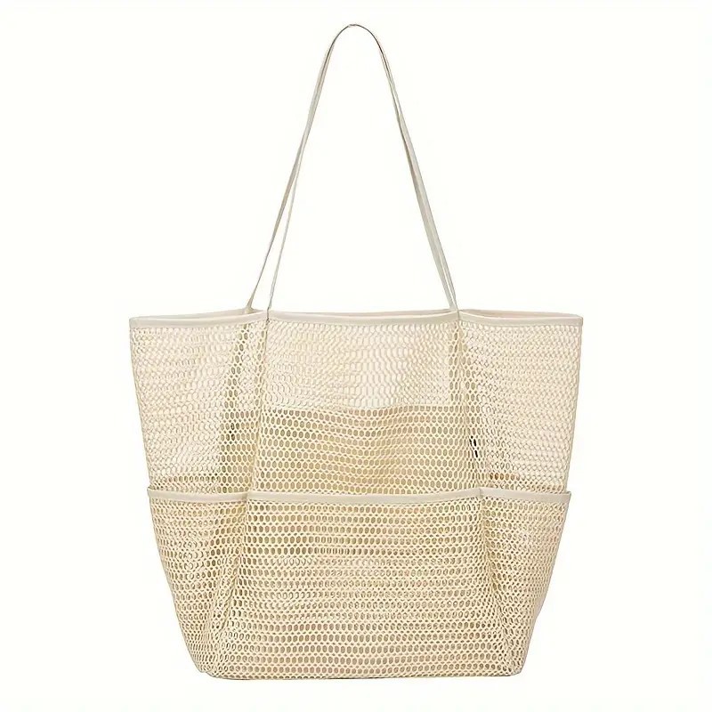 V888-ELOSUNG19844-202503181031-00 Beige Double Layer Mesh Beach Bag - Large Capacity - Image 1