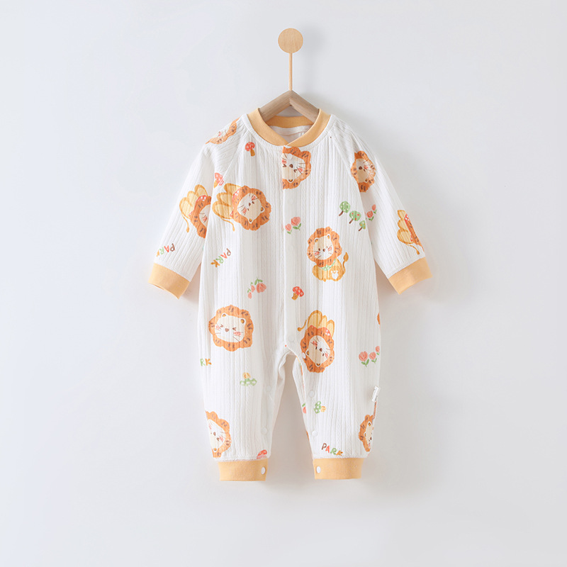 V888-ELOSUNG19882-202503181108-00 73 Size Cuddly Lion Class A Pure Cotton Long-Sleeve Baby Onesie - Cozy Newborn Bodysuit for Fall and Winter - Image 1