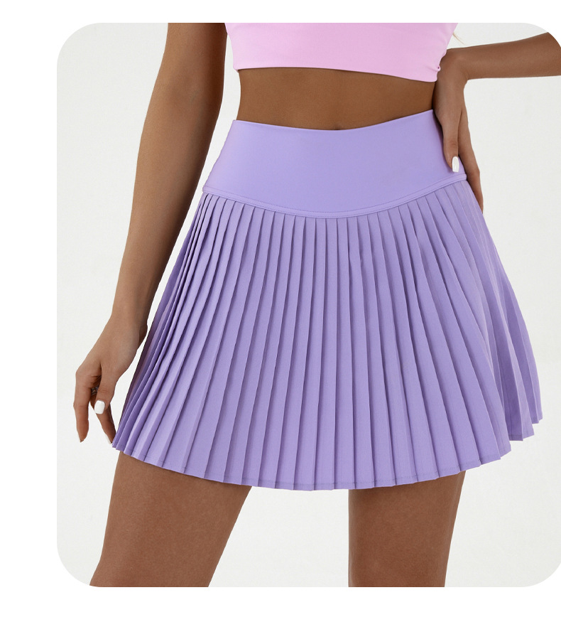 V888-ELOSUNG20049-224491-00 High waist purple pleated skirt | built-in shorts to prevent exposure - suitable for yoga, badminton and golf Size L - Image 1