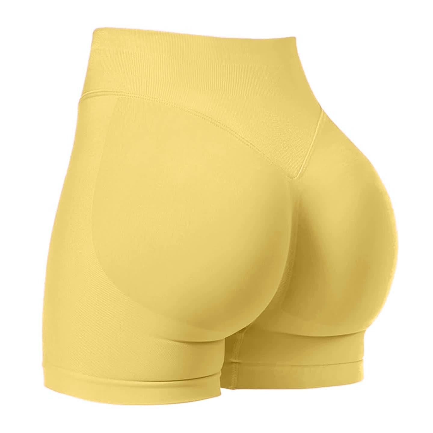 V888-ELOSUNG20187-224433-00 Yellow High-Waisted Yoga Shorts for Women, Butt-Lifting Fitness Running Shorts, Sports Leggings for Workout, Size M - Image 1
