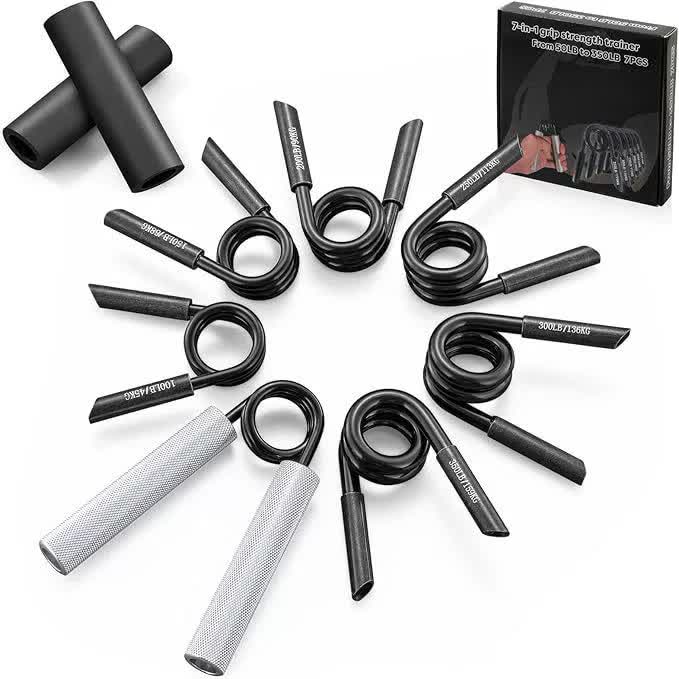 V888-ELOSUNG20278-225926-00 7-in-1 Aluminum Metal Grip Strength Trainer Set with Adjustable Resistance - Wrist, Finger, and Arm Exercise(50LB-350LB) - Image 1