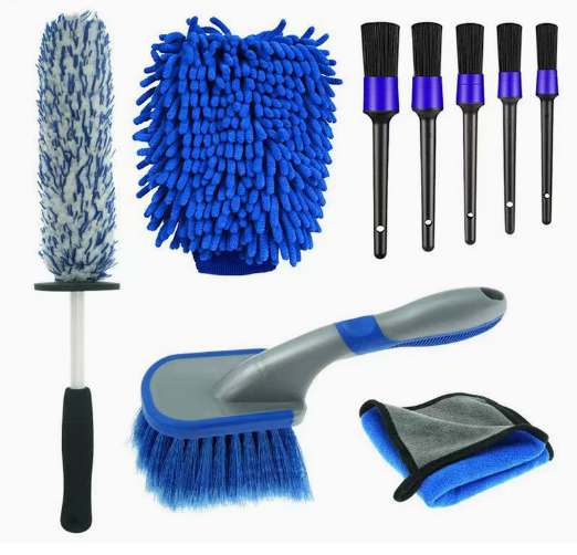 V888-ELOSUNG20369-226739-00 9-Piece Car Cleaning and Detailing Kit - Comprehensive Auto Wash Set with Brushes, Towels, and More - Image 1