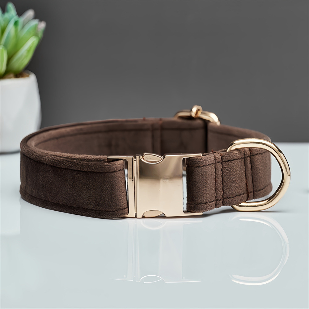 V888-ELOSUNG20391-227205-00 Dark Brown Durable Dog Collar with Metal Buckle – Adjustable Nylon Pet Collar for Small to Large Dogs size XS - Image 1