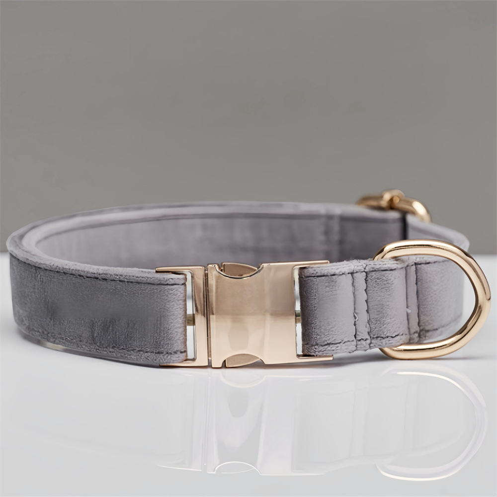 V888-ELOSUNG20402-227250-00 Grey Durable Dog Collar with Metal Buckle - Adjustable Nylon Pet Collar for Small to Large Dogs Size L - Image 1