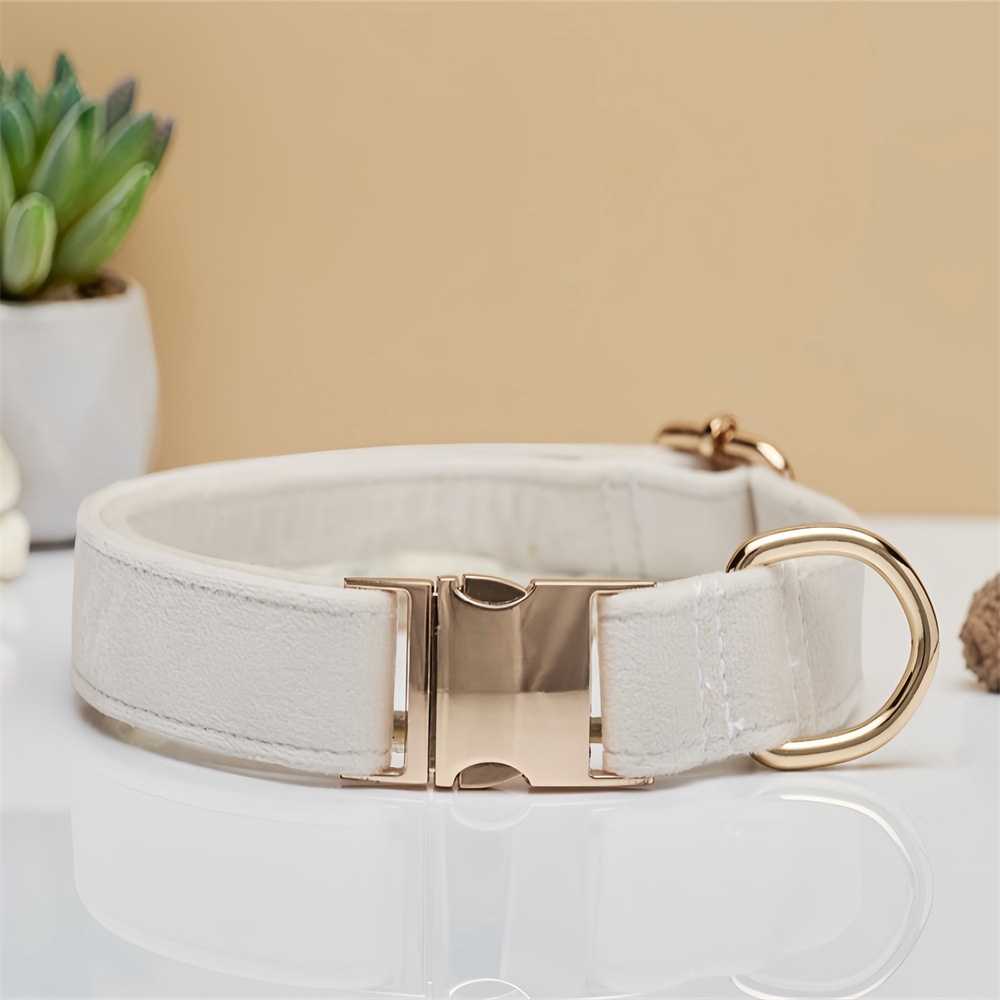 V888-ELOSUNG20404-227252-00 Beige Durable Dog Collar with Metal Buckle - Adjustable Nylon Pet Collar for Small to Large Dogs Size S - Image 1