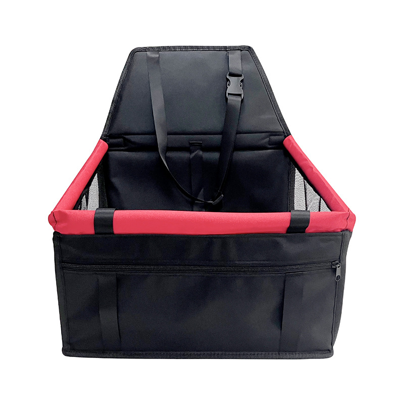 V888-ELOSUNG20440-227230-00 Black and Red Portable Pet Car Seat for Dogs and Cats - Adjustable Car Seat Cover, Pet Travel Car Carrier with Safety Belt - Image 1