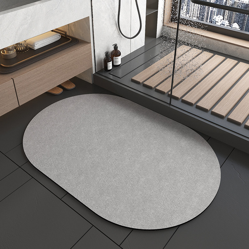 V888-ELOSUNG20641-202502261730-00 2 pcs Oval dark grey Quick-Dry Absorbent Non-Slip Bath Rug for Bathroom, Kitchen & Entryway 40x60cm - Image 1
