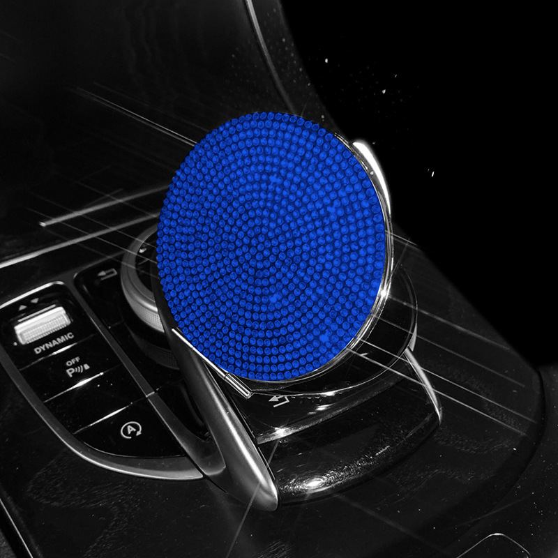 V888-ELOSUNG20725-202503031022-00 2 pcs Blue Sparkling Rhinestone Compact Mirror - Portable Folding Makeup Mirror with Full Diamond Design - Image 1