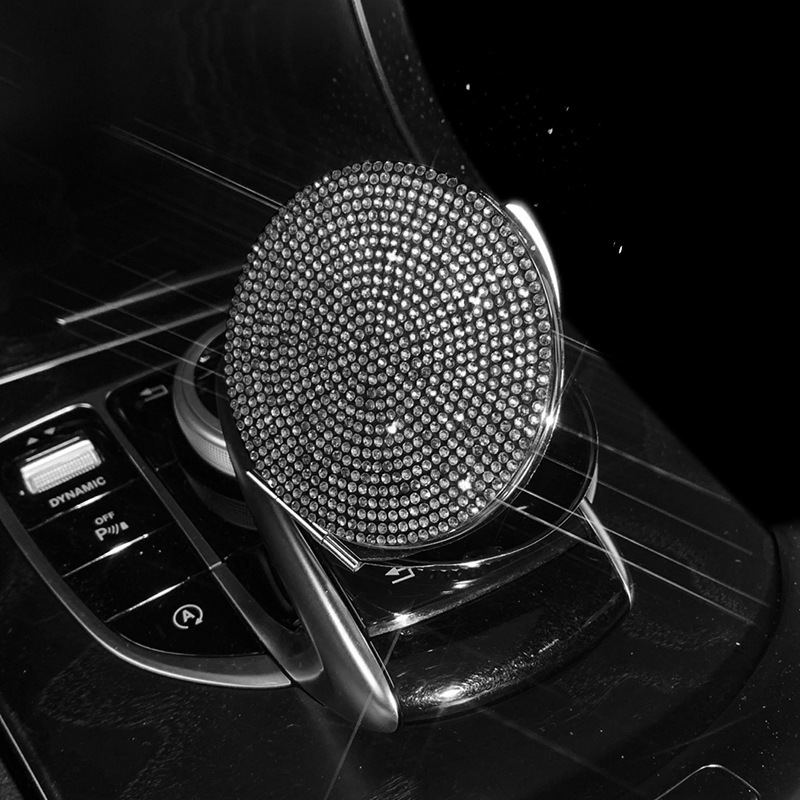 V888-ELOSUNG20728-202503031025-00 2 pcs Black Sparkling Rhinestone Compact Mirror - Portable Folding Makeup Mirror with Full Diamond Design - Image 1