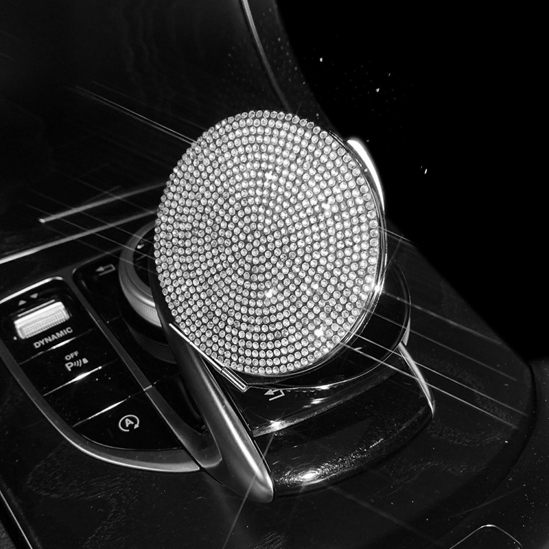 V888-ELOSUNG20731-202503031025-00 2 pcs White Sparkling Rhinestone Compact Mirror - Portable Folding Makeup Mirror with Full Diamond Design - Image 1