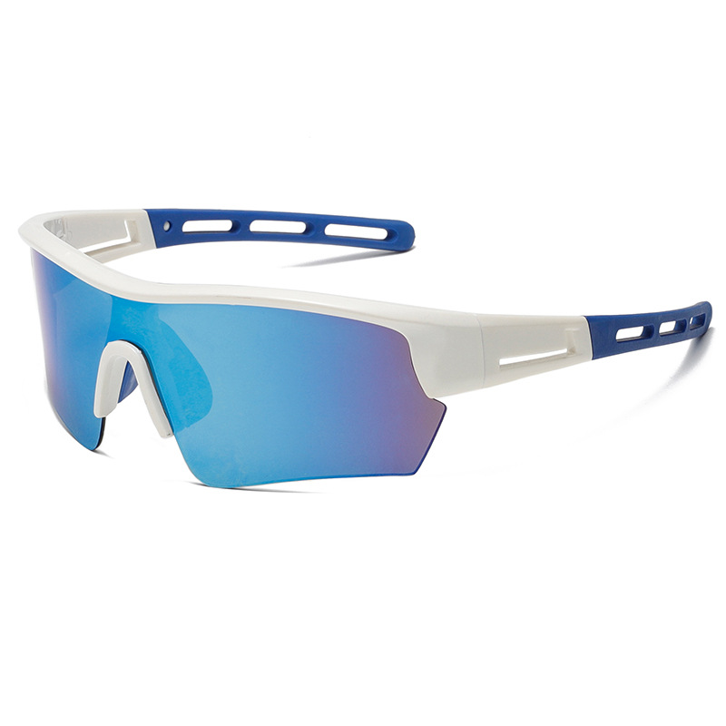 V888-ELOSUNG20774-202503041224-00 2 pcs Outdoor Sports Sunglasses - UV Protection HD Lenses for Cycling, Boating, Fishing(White blue frame blue mercury) - Image 1