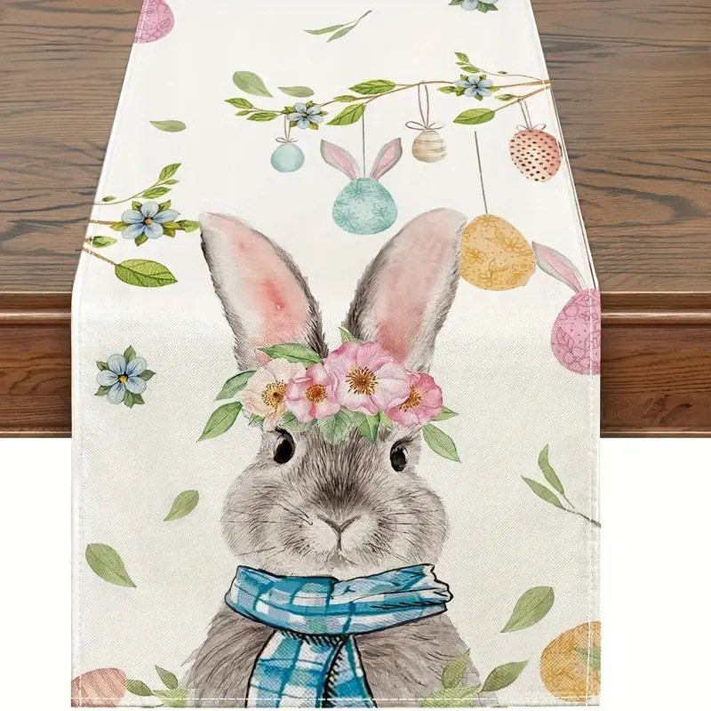 V888-ELOSUNG20817-202503051030-00 Easter Table Runner - Linen Bunny Decoration, 72-Inch Set of 2 (Style 10) - Image 1