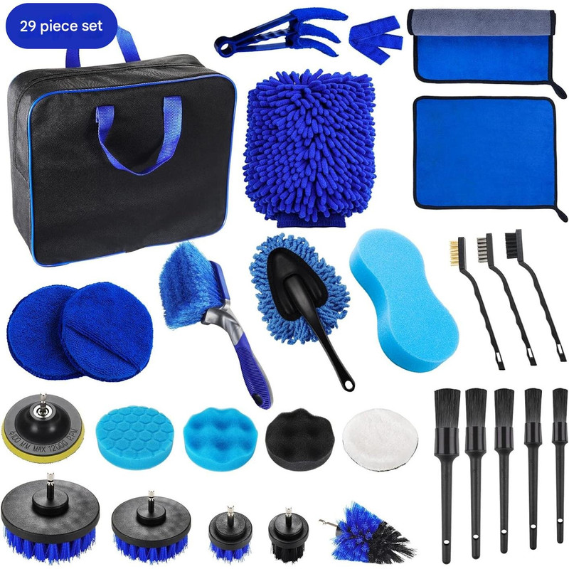 V888-ELOSUNG20854-202503071330-00 (Style 1)Car Cleaning Supplies - Complete Auto Detail Brush Set for Interior, Exterior, Wheels & Tires - Power Scrubber Drill Brush Kit Included - Image 1