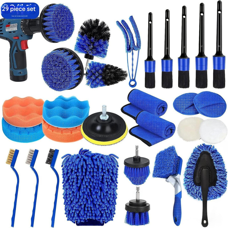 V888-ELOSUNG20855-202503071330-00 ((Drill not included-2)Car Cleaning Supplies - Complete Auto Detail Brush Set for Interior, Exterior, Wheels & Tires - Power Scrubber Drill Brush Kit Included - Image 1