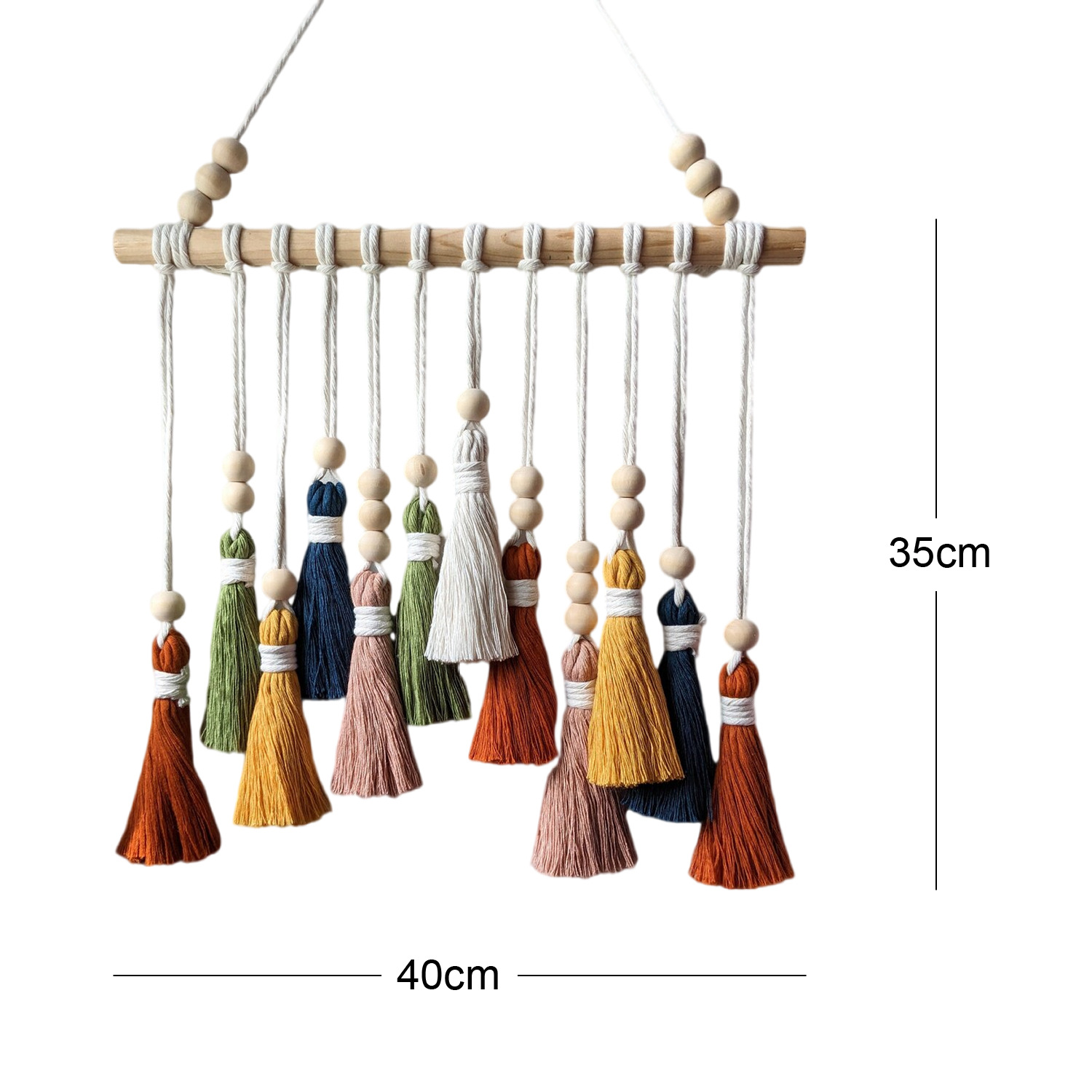 V888-ELOSUNG20903-202503111145-00 Colorful Tassel Wall Hanging-Wooden Beads Boho Tapestry Home Decor - Image 1