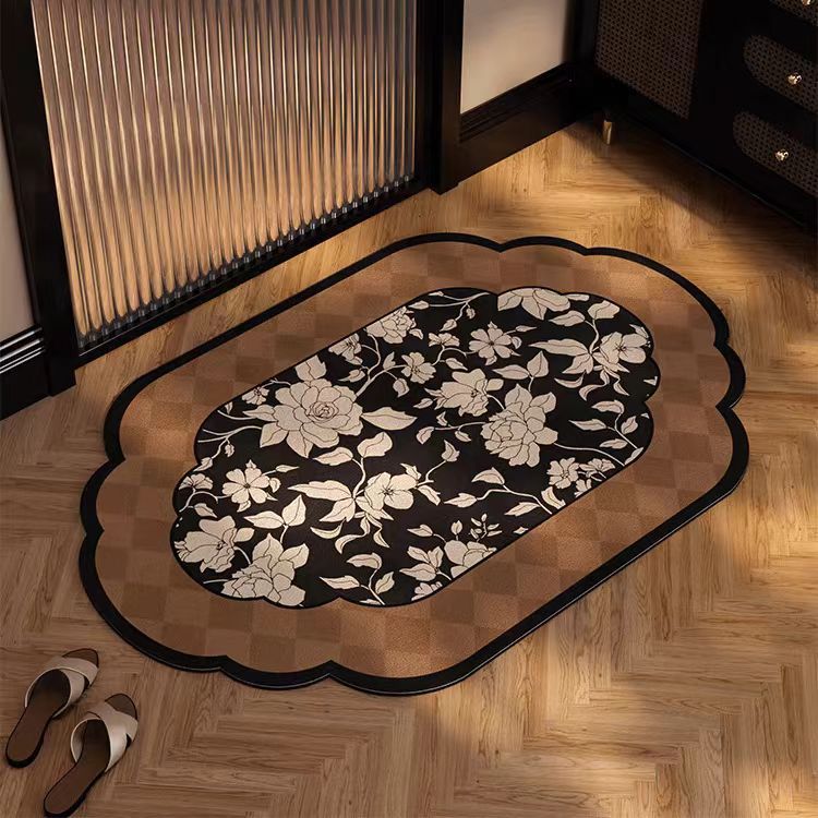V888-ELOSUNG20924-202503121436-00 Ink Flower Diatomaceous Earth Bathroom Mat - Vintage Design, Fast-Dry Anti-Slip 45*70cm - Image 1