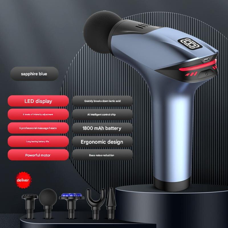 V888-ELOSUNG20958-202503121515-00 Blue Fitness Muscle Relief Gun - Mini, Cold Pack, LED Display - Image 1