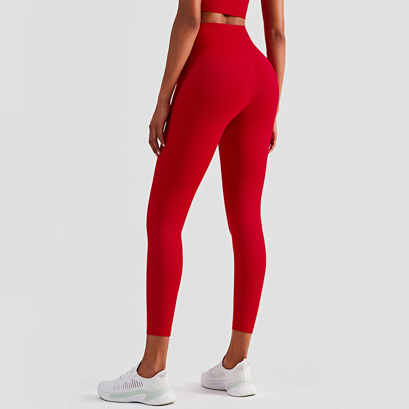V888-ELOSUNG21011-224815-00 Size L Red High-Waisted Seamless Yoga Pants for Women - Tummy Control, Butt Lifting & Back Waistband Pocket - Image 1
