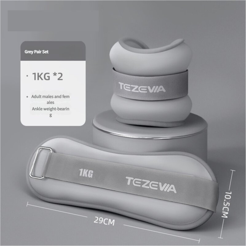 V888-ELOSUNG21063-226037-00 Grey Adjustable Weighted Leg & Wrist Sandbag Set - 1kg Each for Fitness, Running, and Dance Training - Image 1