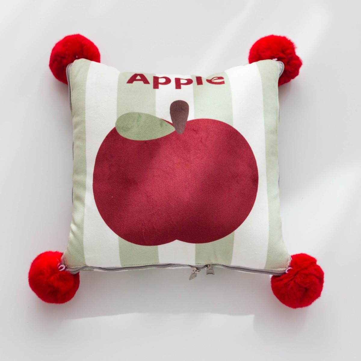 V888-ELOSUNG21093-225770-00 Red Apple Pattern Premium Plush Throw Pillow Blanket Combo – Versatile Sofa Cushion for Home and Car Use, Ideal for Naps and Lounging - Image 1