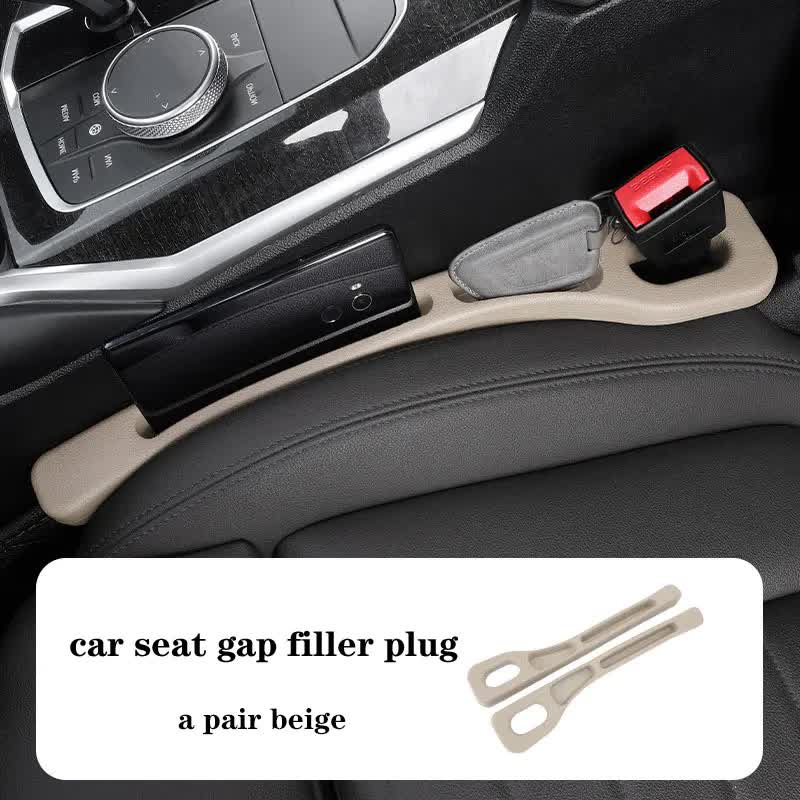 V888-ELOSUNG21163-226689-00 Beige Car Seat Gap Filler - 2 Pieces Car Interior Storage Organizer for Front Seat Seam - Image 1
