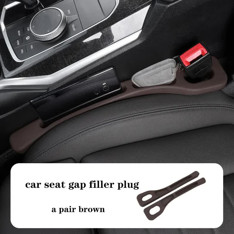 V888-ELOSUNG21165-226691-00 Brown Car Seat Gap Filler - 2 Pieces Car Interior Storage Organizer for Front Seat Seam - Image 1