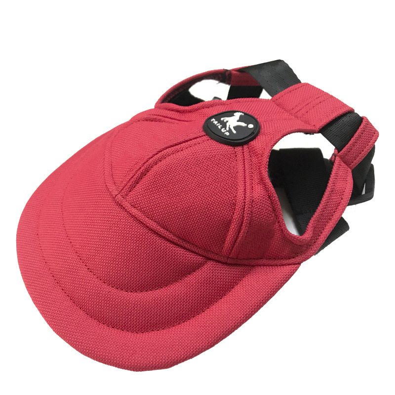 V888-ELOSUNG21191-227266-00 Size L Red Adjustable Pet Baseball Cap for Cats and Dogs - Cute Sun Protection Hat for Outdoor Adventures - Image 1