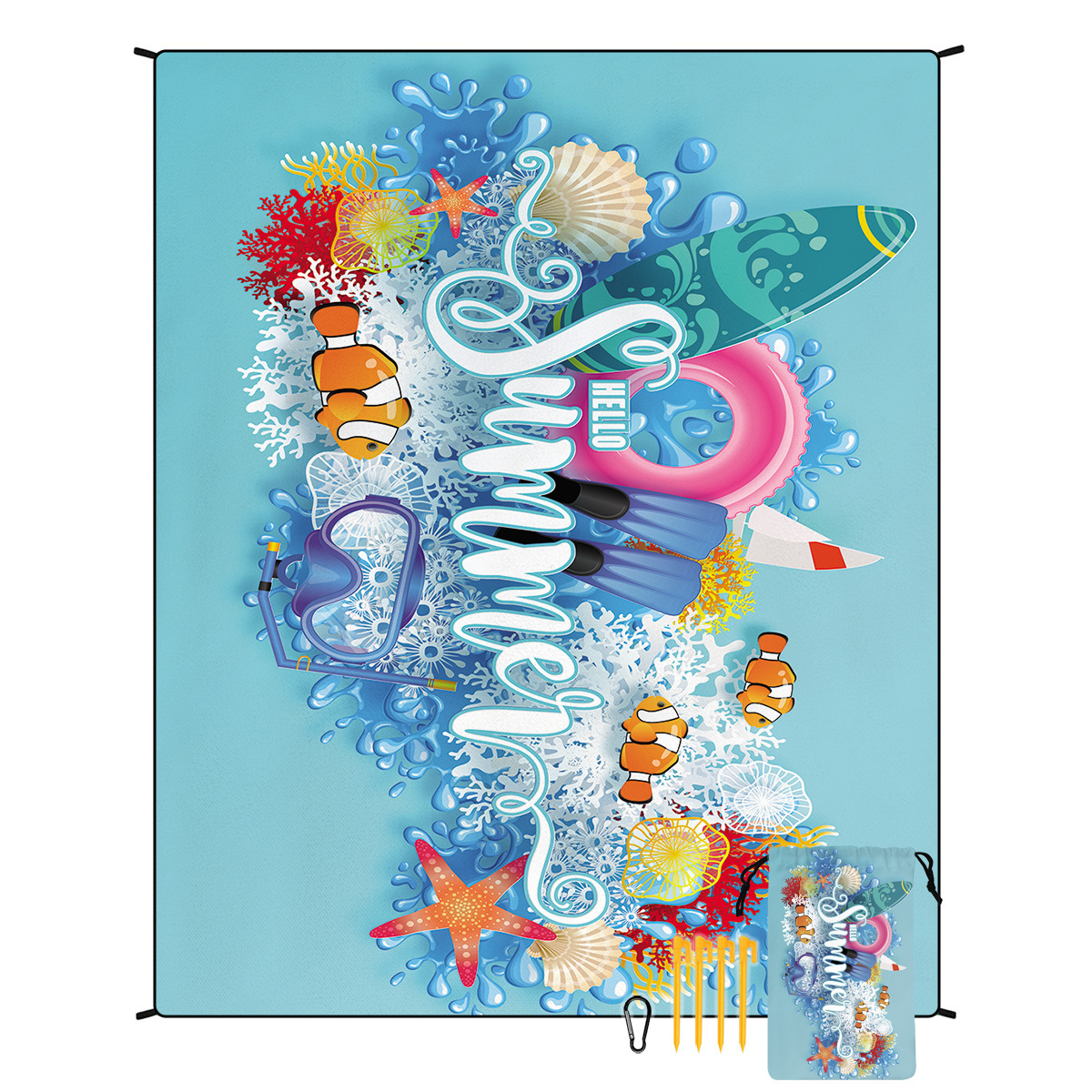 V888-ELOSUNG21257-202502241521-00 Style STD-001-48 Colorful Quick Dry Beach Mat Sand Proof Waterproof Outdoor Picnic Blanket - Compact & Lightweight - Image 1